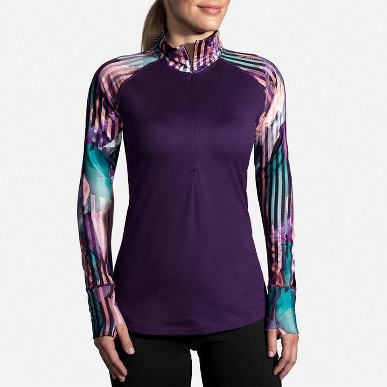 Brooks Dash Half Zip Running Jackets - Women's - Purple (03298-HIAR)